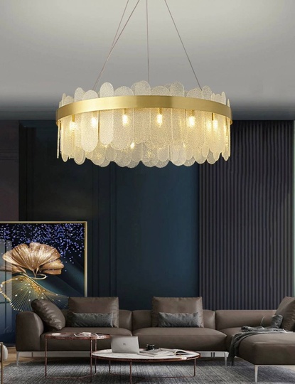 Люстра подвесная, медь, песочно-белый, стекло, DUYGU 40*27, металл, G9.