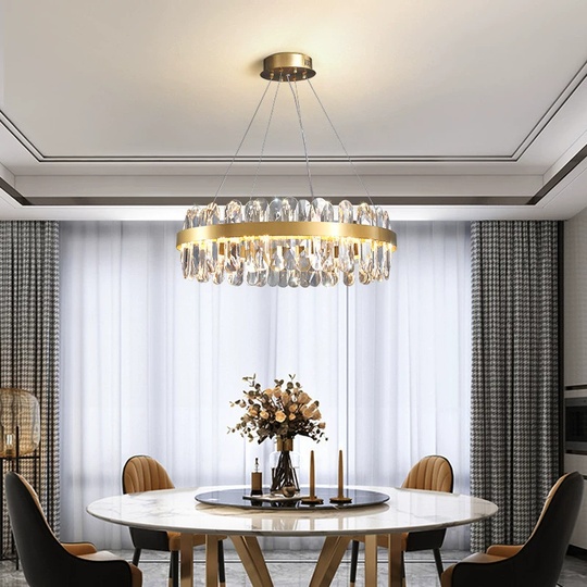 Люстра подвесная, медный, хрусталь, ELABORATIFUL 60*18, металл, LED.