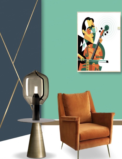 Черная настольная лампа LEDER, 25*48 см, G9, стекло, светодиодная