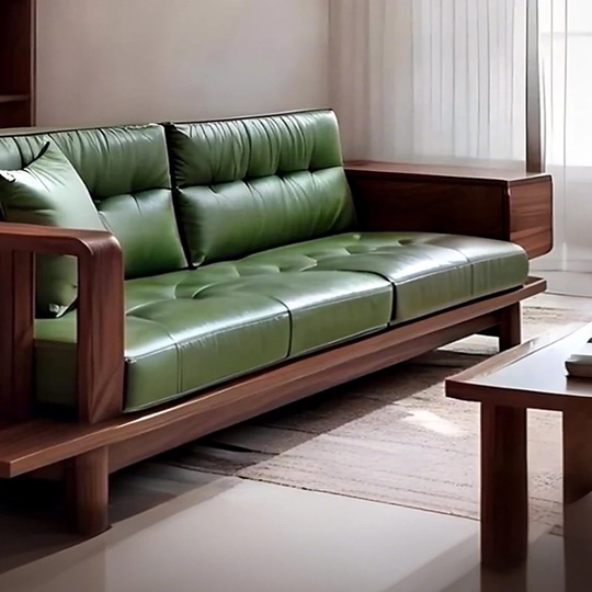 Прямой диван Morgan темный орех, кожа, 260*85*85 см