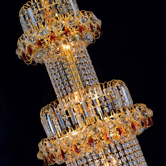 Люстра подвесная, золото, хрусталь, COOPER 120*190 металл, E14.