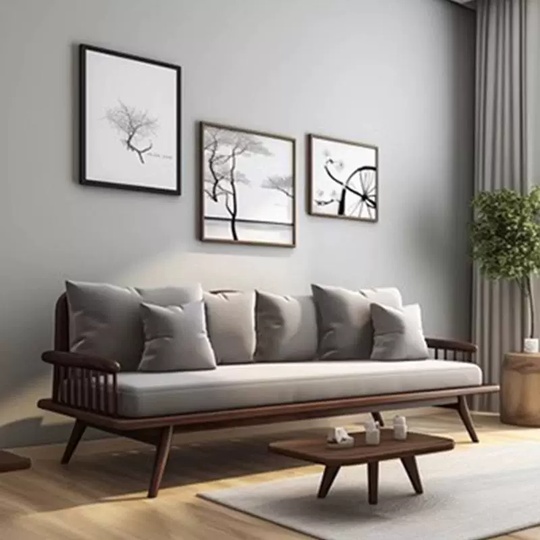 Прямой диван Thompson темный орех, ткань, 240*80*85 см