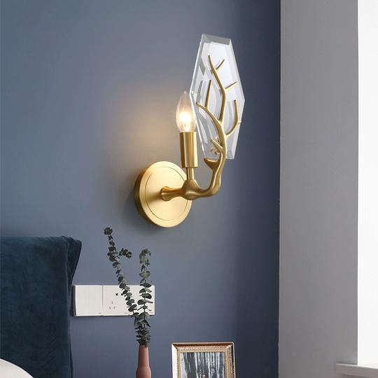 Настенный светильник медный HEART, Бра 18*31, медь, стекло, Е14.