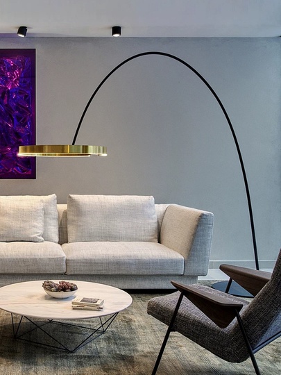 Торшер, латунь, черный, Anterra 210*180, LED, металл, ПММА