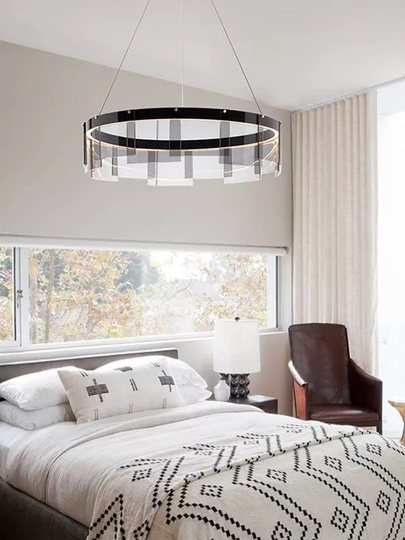 Люстра подвесная, черный, ПММА, MANUEL 100*20 металл, LED.