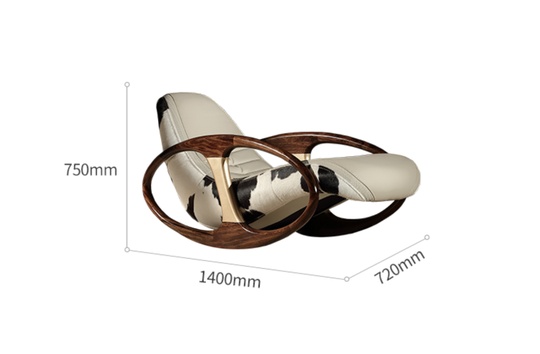 Кресло качалка, серое, Mivica, кожа, 72*140*75 см, итальянский стиль