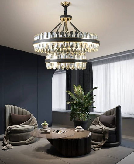 Люстра подвесная BIHTER 80*65 золото, кристалл, металл, LED.