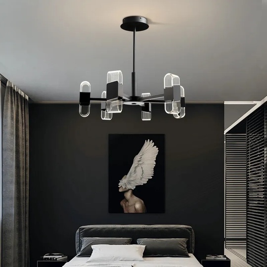 Люстра подвесная, черный, ПММА, AEGEN 70*30, металл, LED