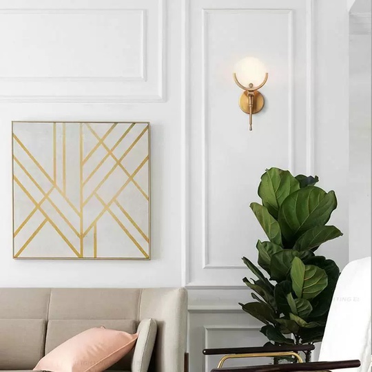 Настенный светильник, Бра MATT 13*32, медь, мрамор, металл, Е14.