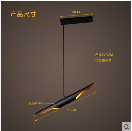 Дизайнерский светильник 60*6 см светодиодный, E27, железо, металл