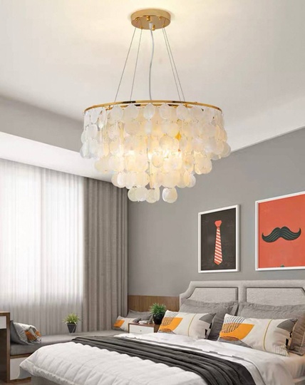 Люстра подвесная золотая Elyvor, металл, трос 50, 38*34 см, E14