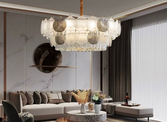 Люстра подвесная ERKE 100*36 золото, стекло, металл, Е14.