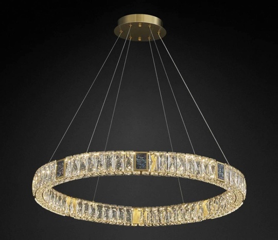 Люстра подвесная CEREN 100*150 золотой, хрусталь, металл, LED.