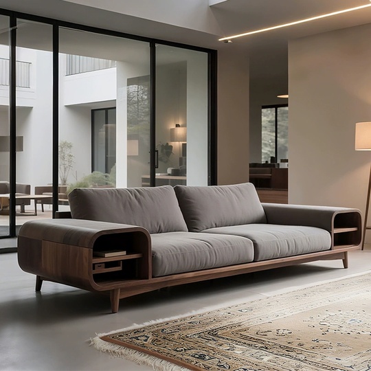 Прямой диван Fiona темный орех, ткань, 260*85*80 см