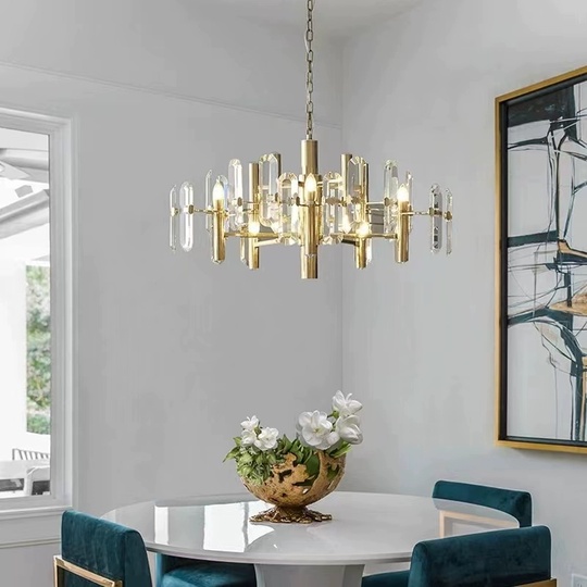 Люстра подвесная, золотой, хрусталь, EILEEN 100*45, металл, E14.