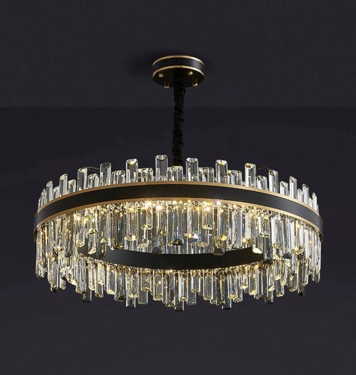 Люстра подвесная BIRGEN 50*23 золото, черный, кристалл, металл, E14.