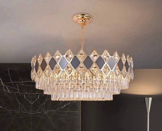 Люстра подвесная AKEL 60*28 золото, стекло, металл, Е14.