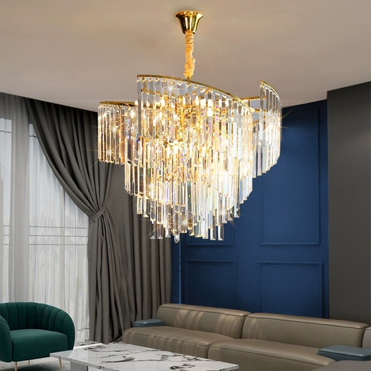 Люстра подвесная, золото, кристалл, HISA 100*58, металл, E14.