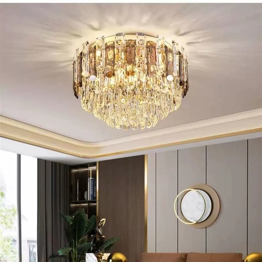 Потолочный светильник, медь, хрусталь, DIANA 100*38 металл, Е14.