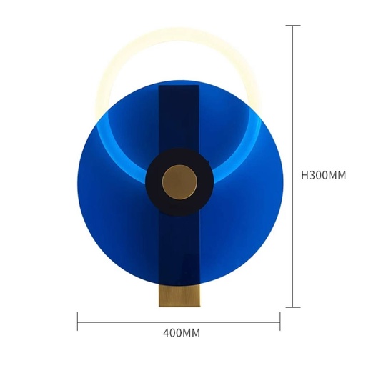 Настенный светильник, Бра, GEOFF 40*30, синий, металл, LED.