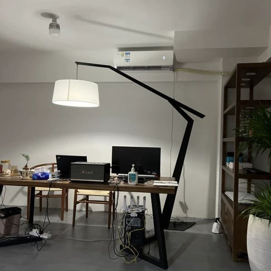 Торшер, черный, белый, Lumens 186*186, светодиодный, E27, металл, ткань