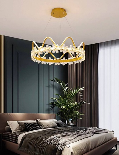 Люстра подвесная, золото, хрусталь, NOAH 60*20, металл, LED