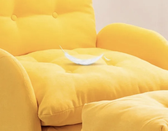 Кресло кровать желтое с пуфиком для ног, 73х85х105