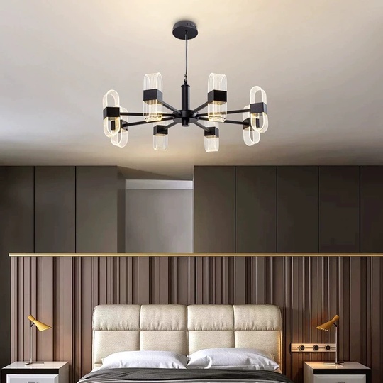 Люстра подвесная, черный, ПММА, AEGEN 70*30, металл, LED