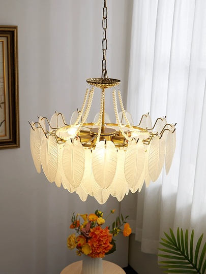 Люстра подвесная EZGI 50*40 золото, стекло, металл, Е14.