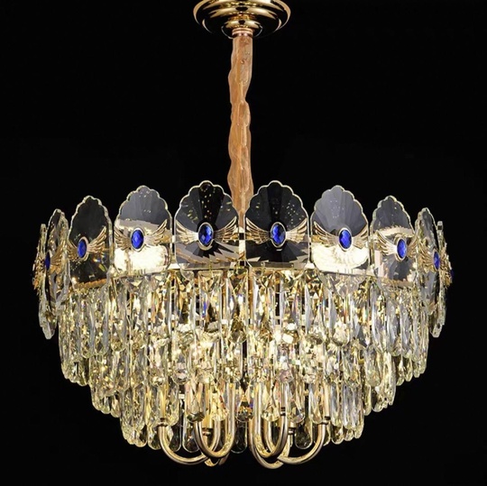 Люстра подвесная, золото, хрусталь, TOMA 75*38 металл, E14.