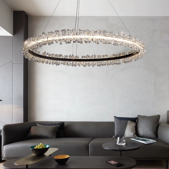 Люстра подвесная, черный, кристалл, WISE 60*120, металл, LED.