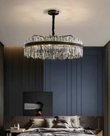 Люстра подвесная BIRGEN 60*23 золото, черный, кристалл, металл, E14.