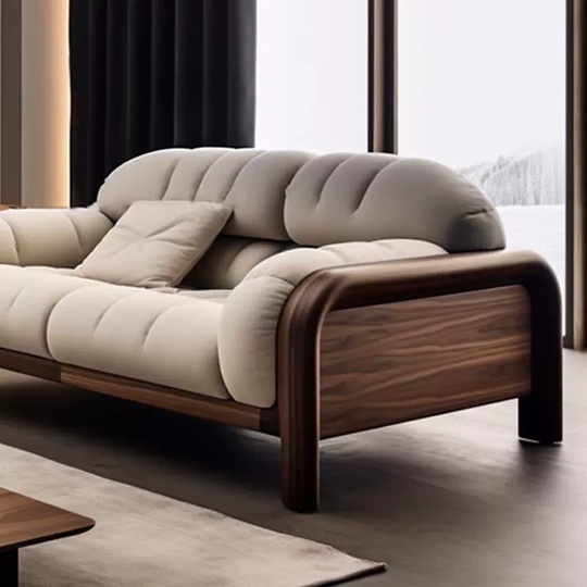 Прямой диван White темный орех, ткань, 200*85*80 см
