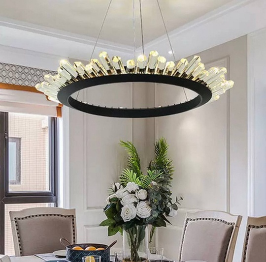 Люстра подвесная, черный, кристалл, JEREMY 50*15 металл, LED.