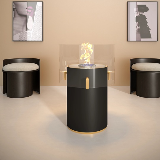 Дизайнерский напольный камин, черный Aerilyze, жидкостный, 60*150 см