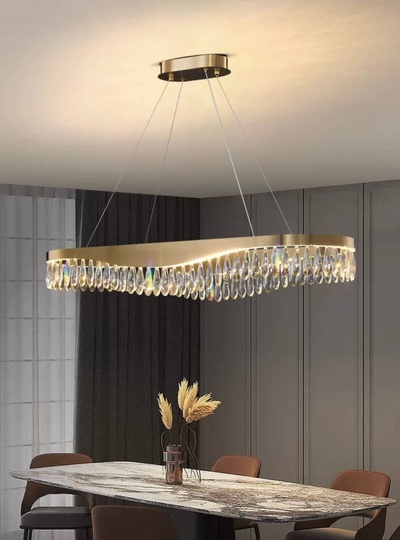 Люстра подвесная, медь, кристалл, GUNEY 80*25, металл, LED.