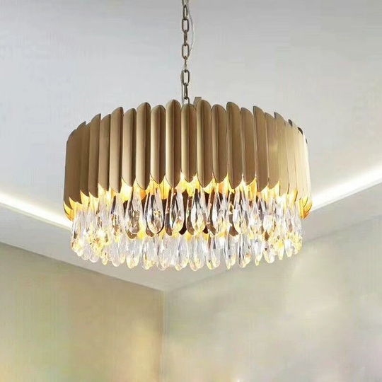 Люстра подвесная, золото, хрусталь, LUCY 100*30, металл, E14.