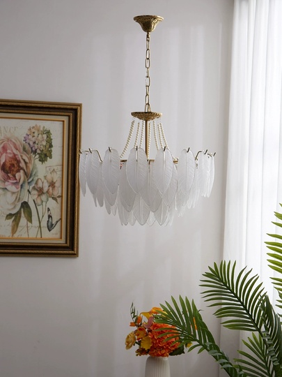 Люстра подвесная EZGI 50*40 золото, стекло, металл, Е14.