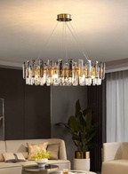 Люстра подвесная ANAR 100*30 золото, кристалл, металл, Е14.