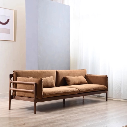 Прямой диван Andrew темный орех, ткань, 220*73*68 см