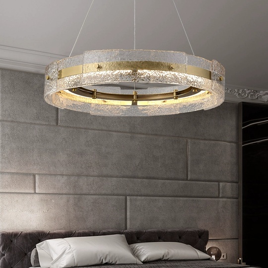 Светильник подвесной бронзовый Aelvaric, металл, стекло, трос 150 см, 50*13 см, LED