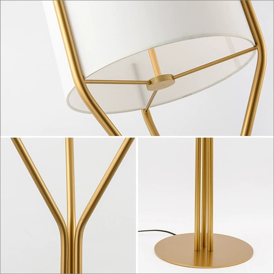 Торшер белый, медь Amelli 34*145, светодиодный, E27, металл, ткань