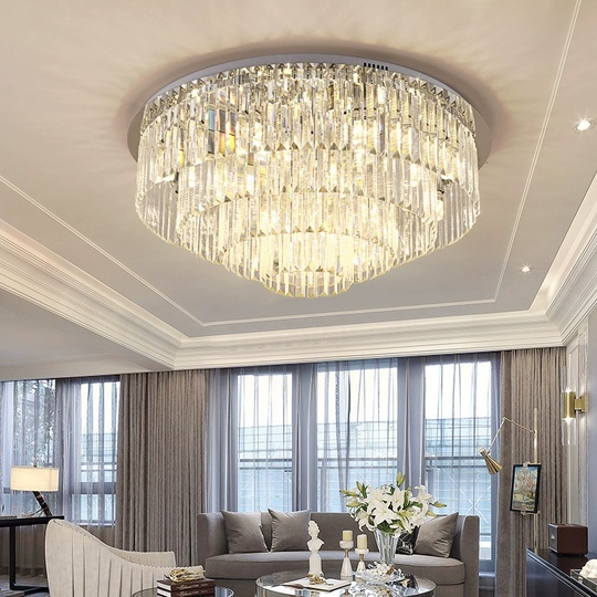 Потолочный светильник, серебро, хрусталь, CLOVER 100*40 металл, Е14.