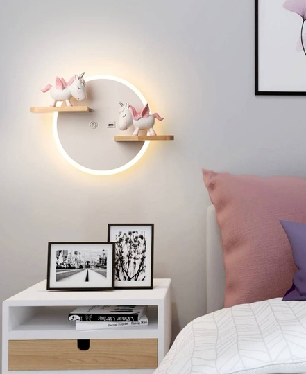 Настенный светильник, Бра, GABE 30*19, белый, дерево, металл, LED.