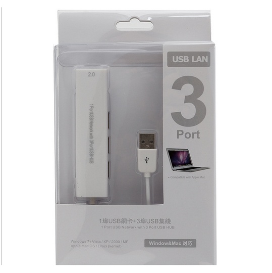 Адаптер LAN RJ45 - 3 USB HUB Ethernet