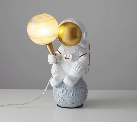 Настольная лампа, ASTRONAUT  20*37, смола, стекло, белый