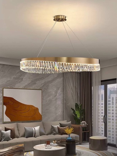 Люстра подвесная, медь, кристалл, GUNEY 80*25, металл, LED.