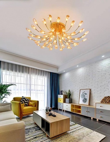 Люстра золотая Elydra, металл, стекло, 80*21 см, G4