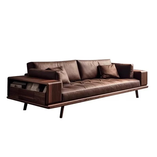 Прямой диван Taylor темный орех, кожа, 260*100*85 см