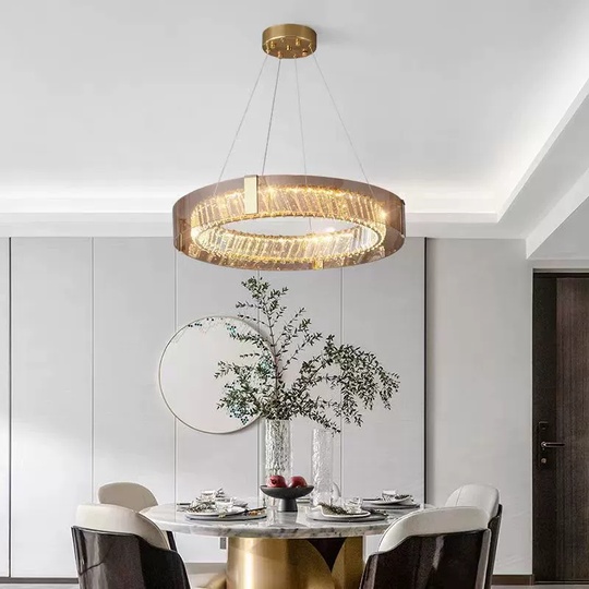 Люстра подвесная, хром, хрусталь, BELLA 45*9 металл, LED.